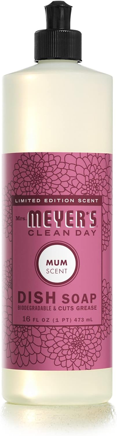 Mrs. Meyer's Clean Day Liquid Dish Soap, Biodegradable Formula, Mum (16 Fl Oz (Pack of 1))