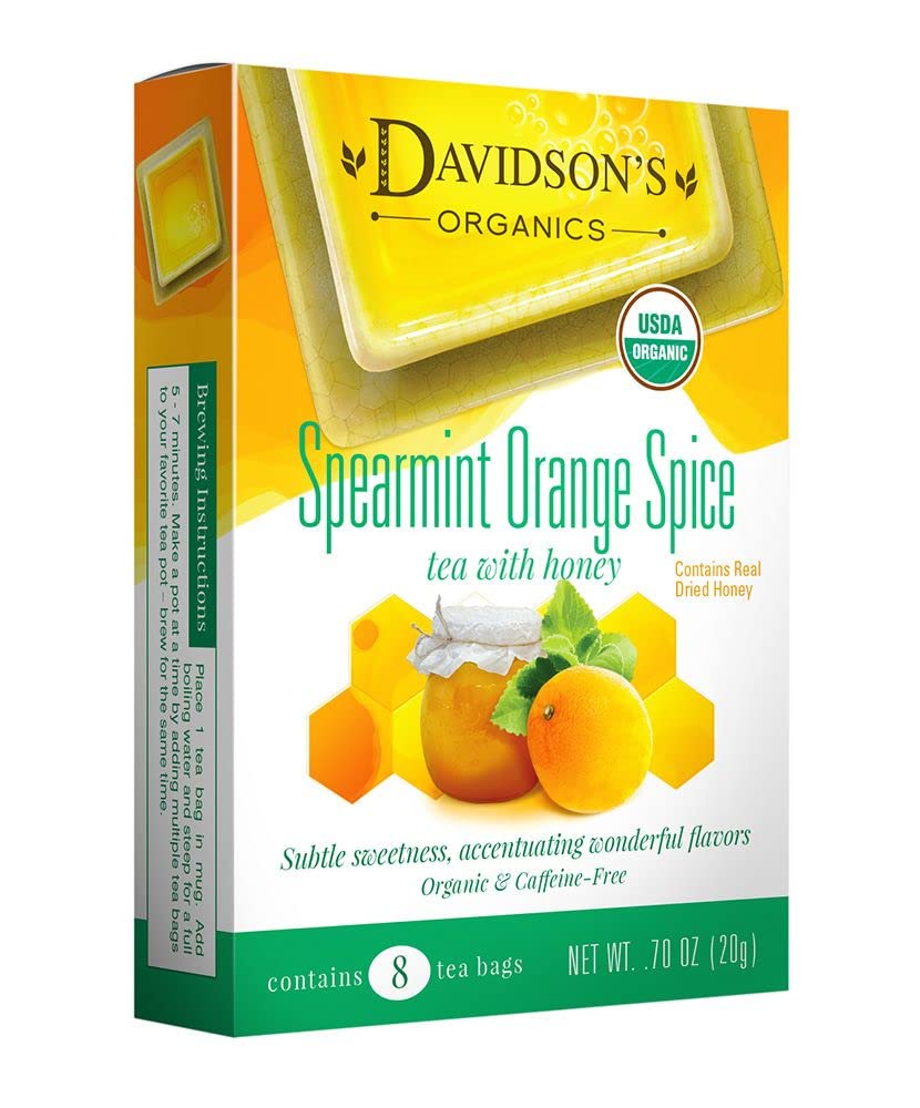 Davidson'S Organics, Spearmint Orange Spice, 8-Count Tea Bags, Pack Of 12