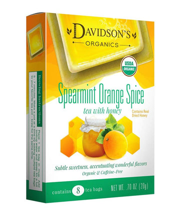 Davidson'S Organics, Spearmint Orange Spice, 8-Count Tea Bags, Pack Of 12