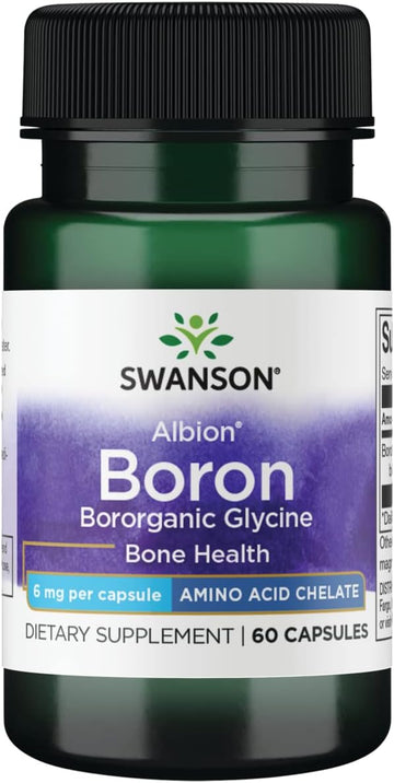 Swanson Boron From Albion - Boroganic Glycine Supplement Supporting Joint Health '&' Bone Health - High Absorption Formula May Support Overall Balance - (60 Capsules, 6Mg Each)