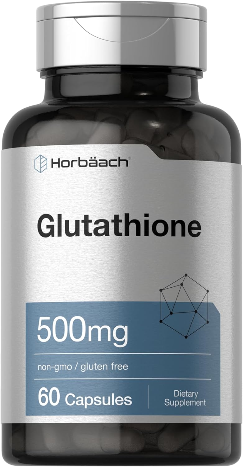 Horbäach Glutathione 500mg Reduced Supplement | 60 Capsules | Non-GMO & Gluten Free