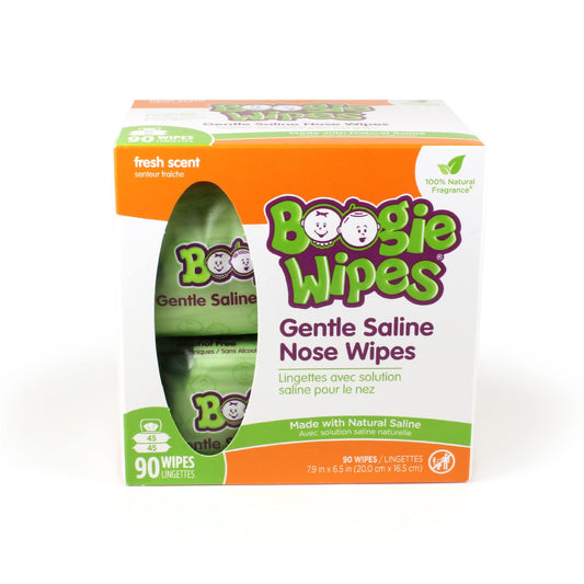 Boogie Wipes, Wet Wipes For Baby And Kids, Nose, Face, Hand And Body, Soft And Sensitive Tissue Made With Natural Saline, Aloe, Chamomile And Vitamin E, Fresh Scent, 45 Count (Pack Of 2)