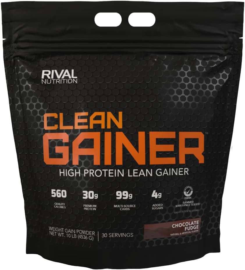 Rivalus Clean Gainer - Chocolate Fudge 10 Pound - Delicious Lean Mass Gainer With Premium Dairy Proteins, Complex Carbohydrates, And Quality Lipids, No Banned Substances, Made In Usa