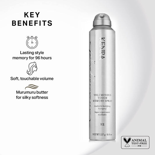Kenra Platinum Voluminous Touch Memory Spray 12 | Bodifying, Fullness Hairspray | Lasting Sytle Memory For 96 Hours | Soft, Touchable Volume | All Hair Types