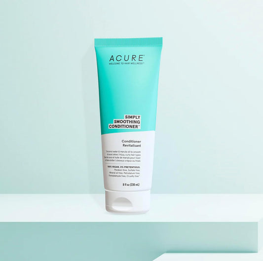 Acure Simply Smoothing Conditioner - & Marula Oil | 100% Vegan | Performance Driven Hair Care | Smooths & Reduces Frizz | White/Blue, Coconut Water, 8 Fl.Oz