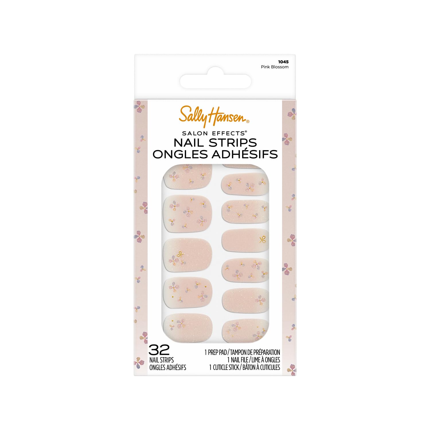 Sally Hansen Salon Effects, Pink Blossom, Nail Strips, No Uv Light Needed, No Dry Time, Long-Lasting, Non-Damaging, No Chipping