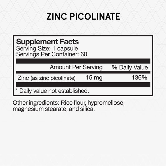 Momentous Zinc Picolinate 15Mg - Immunity & Hormone Support - Bioavailable Zinc Supplement - Promotes Joint Health & Lean Muscle Mass - Nsf Certified, Gmo-Free, Gluten Free, 60 Servings