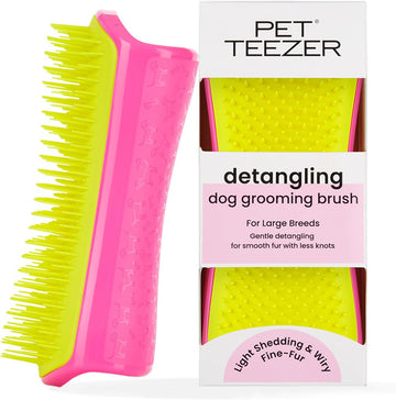 Pet Teezer, Detangling And Dog Grooming Brush, Pink And Yellow