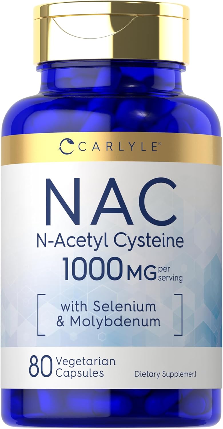 Carlyle Nac Supplement N-Acetyl Cysteine | 1000 Mg | 80 Capsules | With Selenium & Molybdenum | Vegetarian, Non-Gmo & Gluten Free