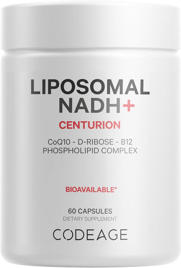 Codeage Liposomal NADH+ Supplement - CoQ10 - Vitamin B12 - D-Ribose Bioenergy Ribose - 2-Month Supply - Energy and Cognition Support - ?-Nicotinamide Adenine Dinucleotide - Non-GMO - 60 Capsules