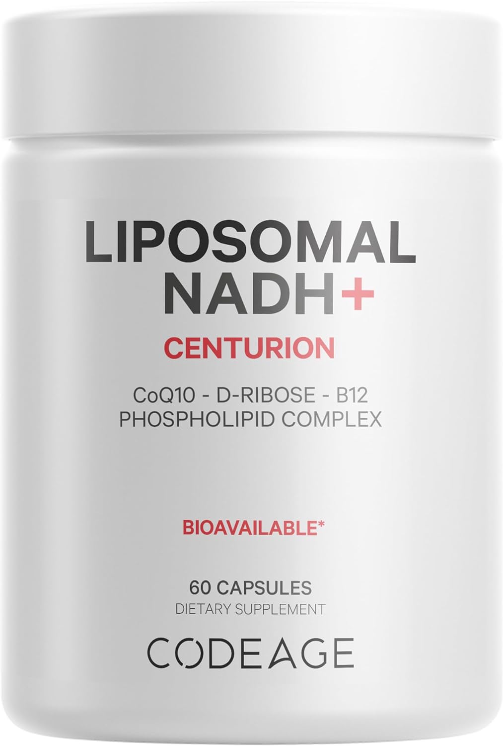 Codeage Liposomal Nadh+ Supplement - Coq10 - Vitamin B12 - D-Ribose Bioenergy Ribose - 2-Month Supply - Energy And Cognition Support - -Nicotinamide Adenine Dinucleotide - Non-Gmo - 60 Capsules