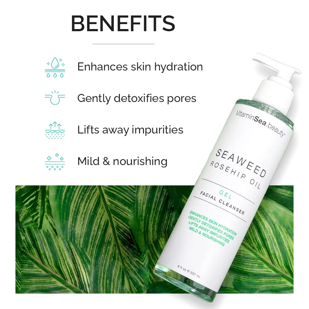 Vitamins And Sea Beauty Gel Facial Cleanser With Seaweed + Rosehip Oil, 8 Fl Oz : Beauty & Personal Care
