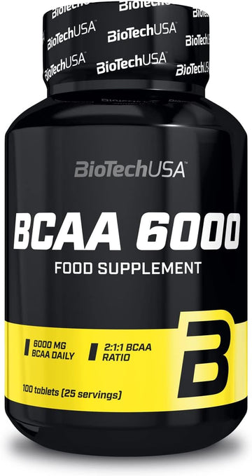 Biotechusa Bcaa 6000 Tablets | 6,000Mg | 2:1:1 Ratio Bcaas | For Muscle Growth & Energy, 100 Tablets