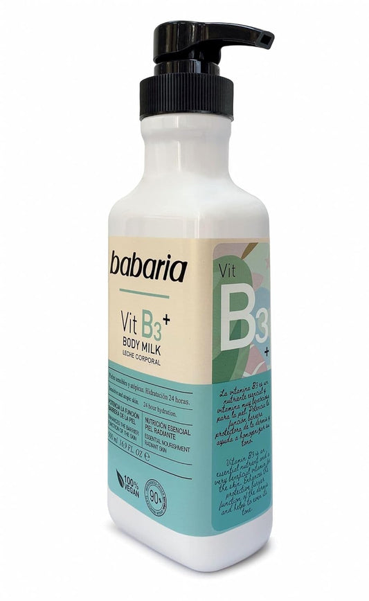 Babaria Vitamin B3 Body Milk - Nourishing Body Lotion For Women And Men - Enhances Skin Barrier - Moisturizing Body Cream For Sensitive Skin - 2 Pc