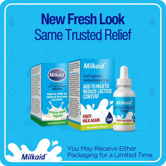 Milkaid Lactase Enzyme Drops 15Ml – Lactose Intolerance Relief – Reduces Milk Lactose – Unflavoured