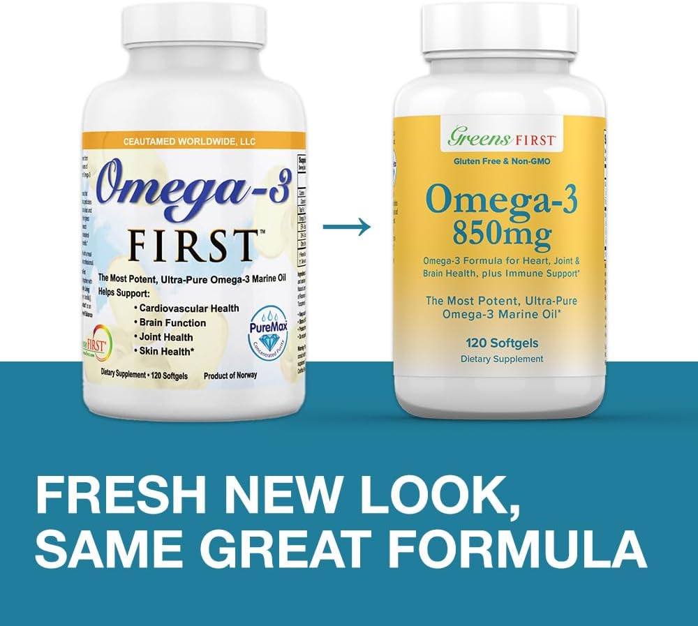 Greens First Omega-3 First - The Most Potent - Ultra-Pure Omega-3 Mari