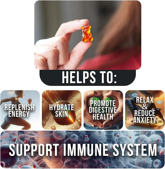 Sea Moss Gummies — Immune Strength & Skin Health, Organic Irish Moss Gummy Bears, 60 Count, Vegan, Superfood Chewable Supplement For Endurance & Health