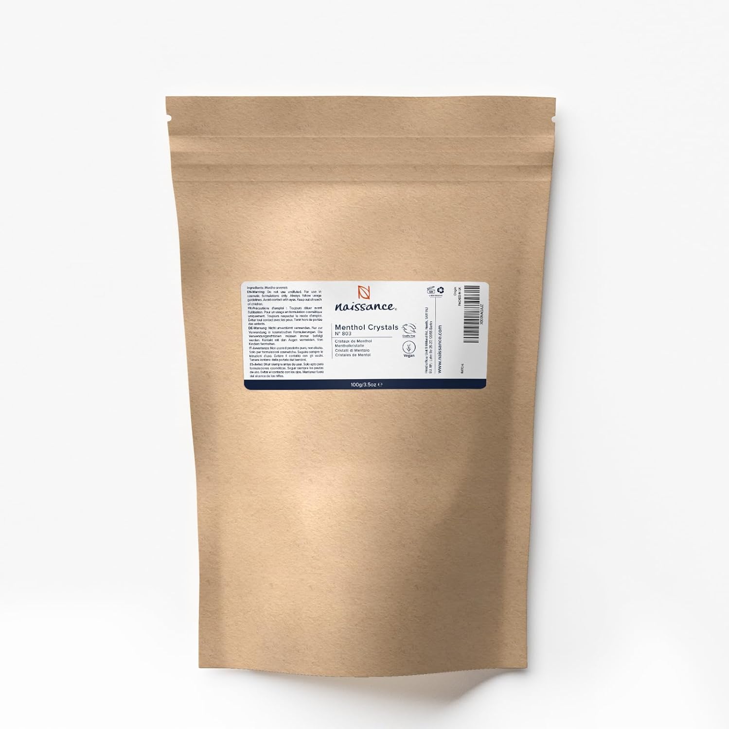 Naissance Menthol Crystals No. 803 – 100g, 100% Natural Cooling Crystals for Aromatherapy & Refreshing Use