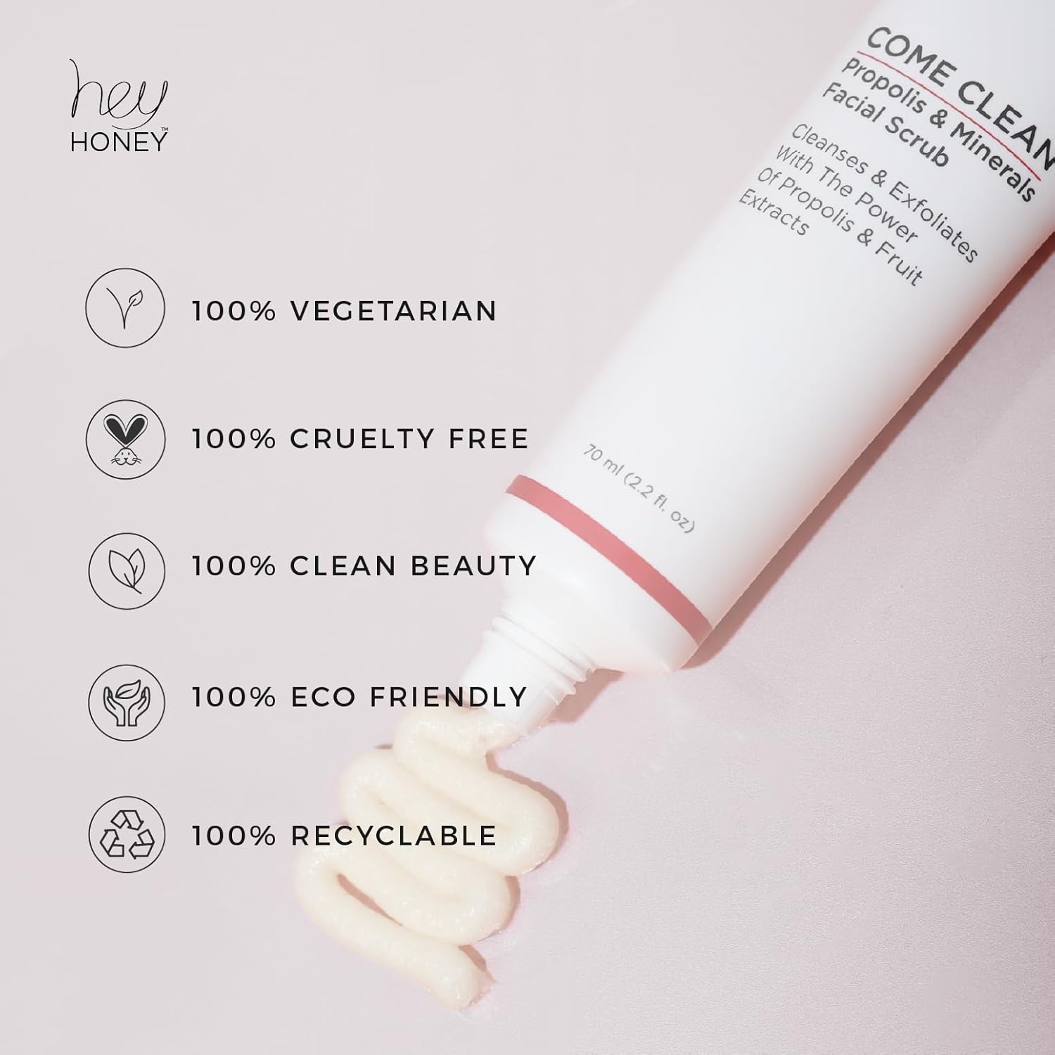 Hey Honey, Come Clean Propolis & Mineral Facial Scrub. Rich, Exfoliating, Dead Sea Salt Scrub Designed To Be Gentle Enough For Even The Most Sensitive Skin. 110Ml : Beauty & Personal Care