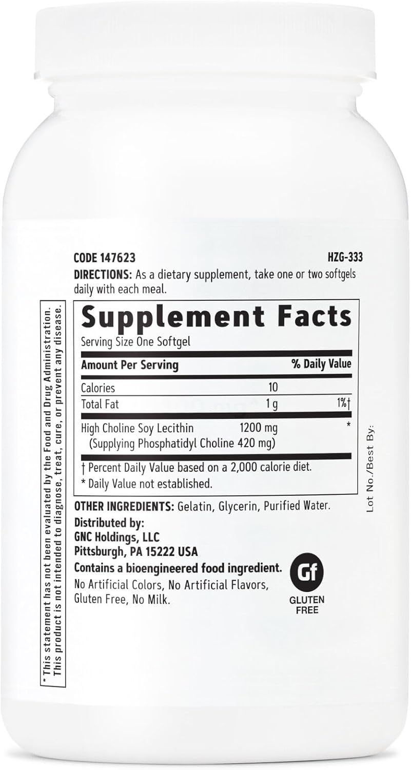 Gnc Triple Lecithin 1200Mg Supplement, Supports A Healthy Heart, Liver And Nervous System, 90 Servings : Health & Household
