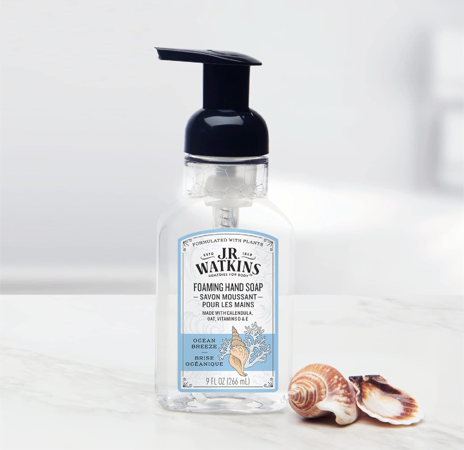 J.R. Watkins Foaming Hand Soap with Pump Dispenser, Moisturizing Foam Hand Wash, All Natural, Alcohol-Free, Cruelty-Free, USA Made, Ocean Breeze, 9 fl oz, 3 Pack : Beauty & Personal Care