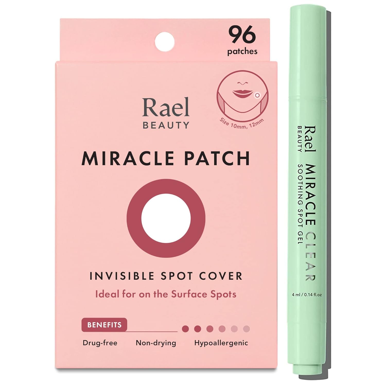 Rael Miracle Bundle - Invisible Spot Cover (96 Count) & Miracle Clear Soothing Spot Gel (0.14oz)