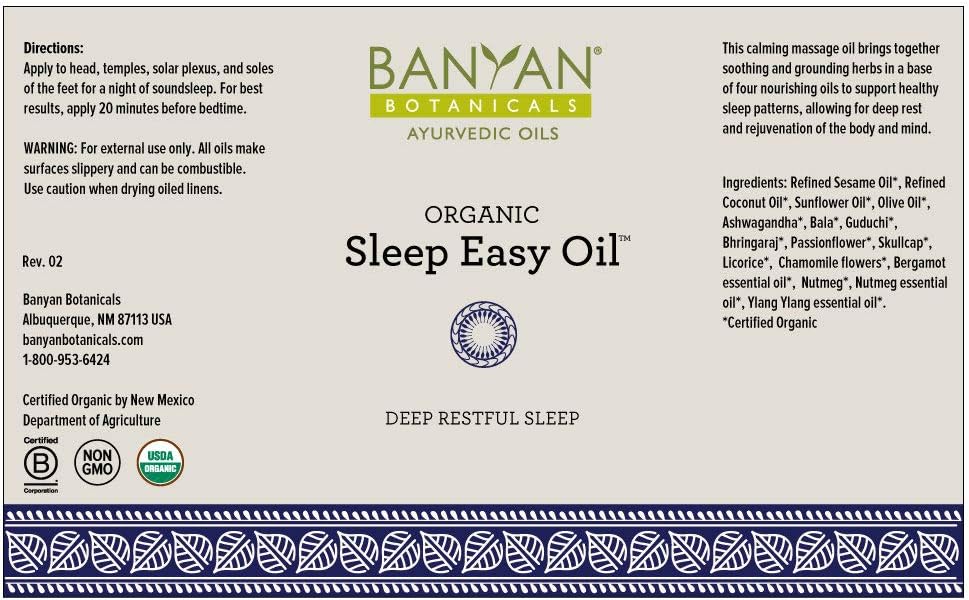 Banyan Botanicals Sleep Easy Oil – Organic Ayurvedic Herbal Oil – with