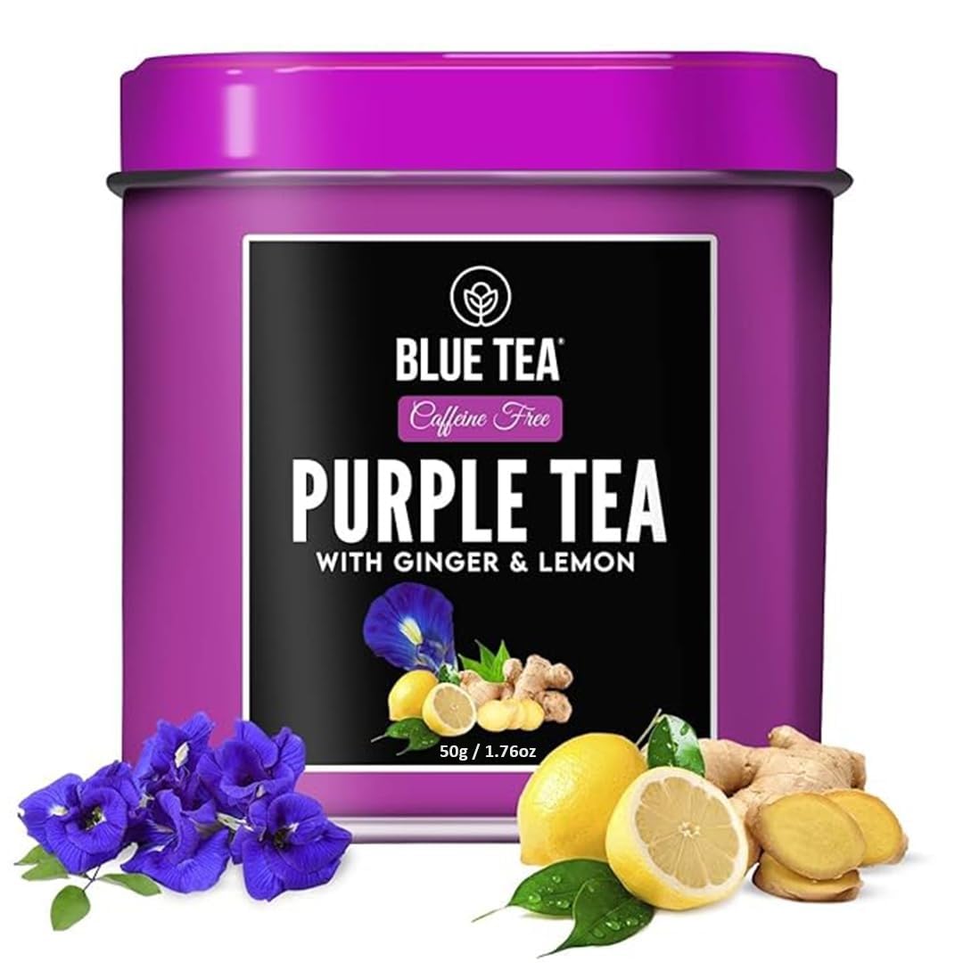 Blue Tea - Purple Tea - 1.76 Oz - 50+ Cups - Loose | Gifting Delight | Flower Based - Detox Tea - Non-Bitter - Herbal Tea - Caffeine Free - Gluten Free - Non-Gmo | Eco-Conscious Tin Packed