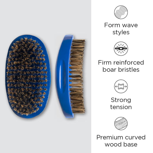 Diane Prestige Reinforced Boar Hard Bristle Curved Military Wave Brush, D1742