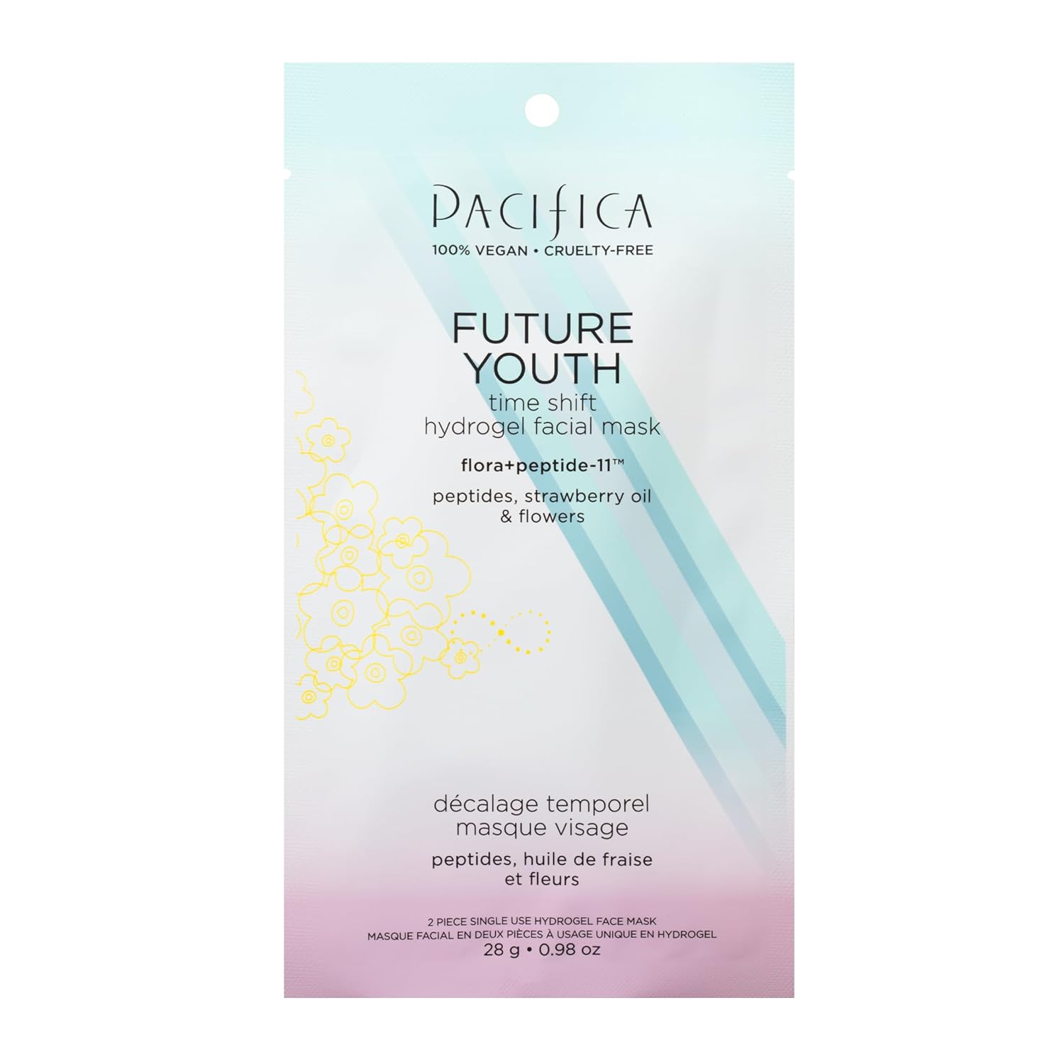 Pacifica Beauty, Future Youth Time Shift Face Mask, Hydrogel Sheet Mask, Hydrating, Plumping, Boosts Radiance, Skincare, Vegan, 1ct, 0.6 OZ