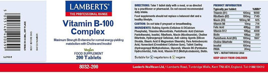 Lamberts Vitamin B-100 Complex - 200 Tablets