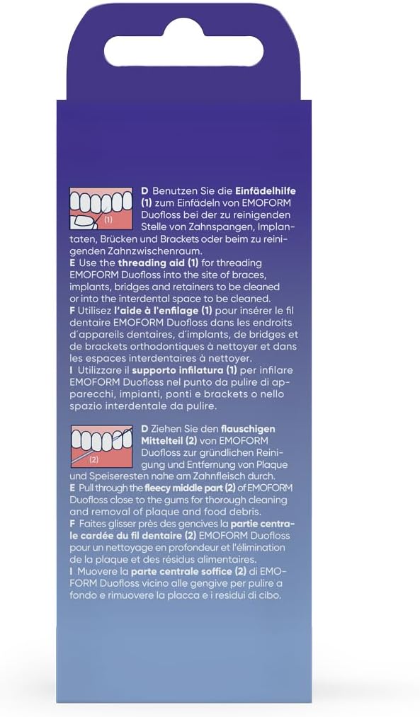 Emoform Duofloss Regular, for a Thorough Cleaning of Braces, implants, Bridges, retainers and Larger interdental Spaces : Amazon.co.uk: Health & Personal Care