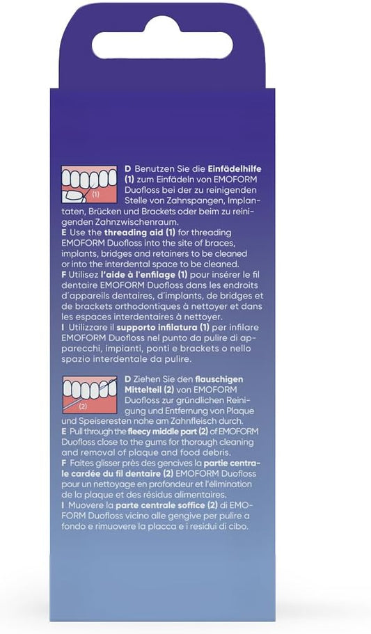 Emoform Duofloss Regular, for a Thorough Cleaning of Braces, implants, Bridges, retainers and Larger interdental Spaces : Amazon.co.uk: Health & Personal Care