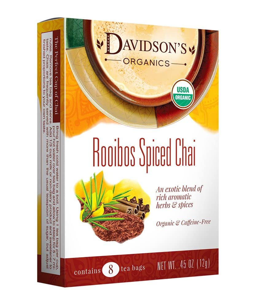 Davidson'S Organics, Rooibos Spiced Chai, 8-Count Tea Bags, Pack Of 12