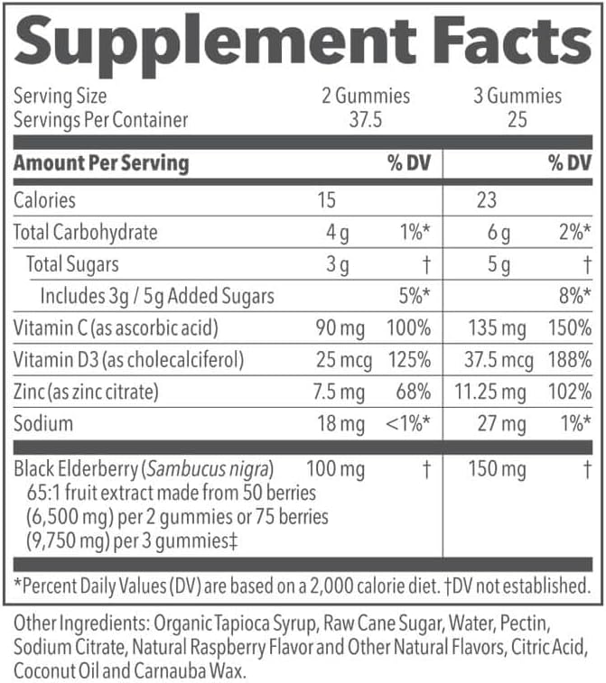 LifeSeasons Clinical Immunity - Elderberry Gummies - Supports a Healthy Immune System - 25 Elderberries Per Gummy - Maltodextrin-Free - Vitamin C, Vitamin D3, Zinc & Elderberry Extract - 75 Gummies : Health & Household