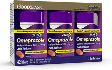 Goodsense Omeprazole Delayed Release Tablets 20 Mg, Stomach Acid Reducer For Frequent Heartburn Treatment, 42 Count