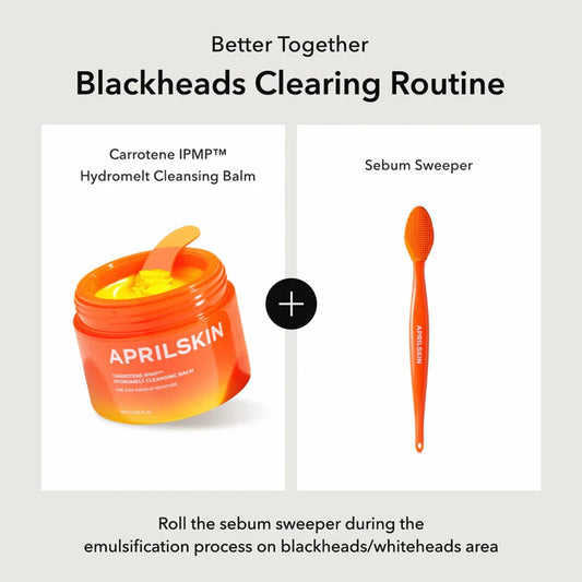 Aprilskin Pore Care Duo With Pore Brush With Sebum Sweeper: Carrotene Ipmp Hydromelt Cleansing Balm, Carrotene Ipmp 3-Min Quick Dry Pore Caring Clay Mask And Pore Cleansing Facial Silicone Brush
