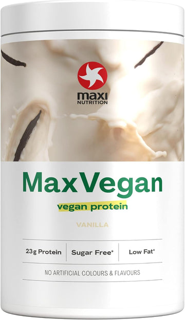 Maxinutrition - Maxvegan Protein Powder, Chocolate - Plant Based Protein Food Supplement –, Low Fat, Sugar Free, Gluten & Soy-Free, Vegan - 23G Protein, Under 120 Kcal Per Serving, 420G Tub