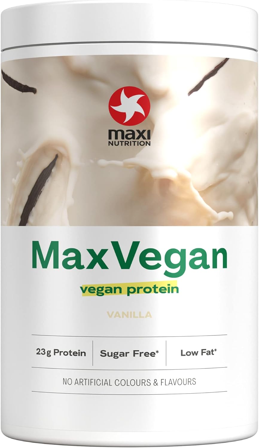 Maxinutrition - Maxvegan Protein Powder, Vanilla - Plant Based Protein Food Supplement –, Low Fat, Sugar Free, Gluten & Soy-Free, Vegan - 23G Protein, Under 120 Kcal Per Serving, 420G Tub