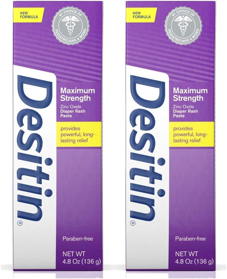 Desitin Maximum Strength Baby Diaper Rash Cream with 40% Zinc Oxide for Treatment, Relief & Prevention, Hypoallergenic, Phthalate- & Paraben-Free Paste, 4 oz : Baby