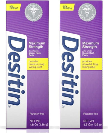 Desitin Maximum Strength Baby Diaper Rash Cream with 40% Zinc Oxide for Treatment, Relief & Prevention, Hypoallergenic, Phthalate- & Paraben-Free Paste, 4 oz : Baby