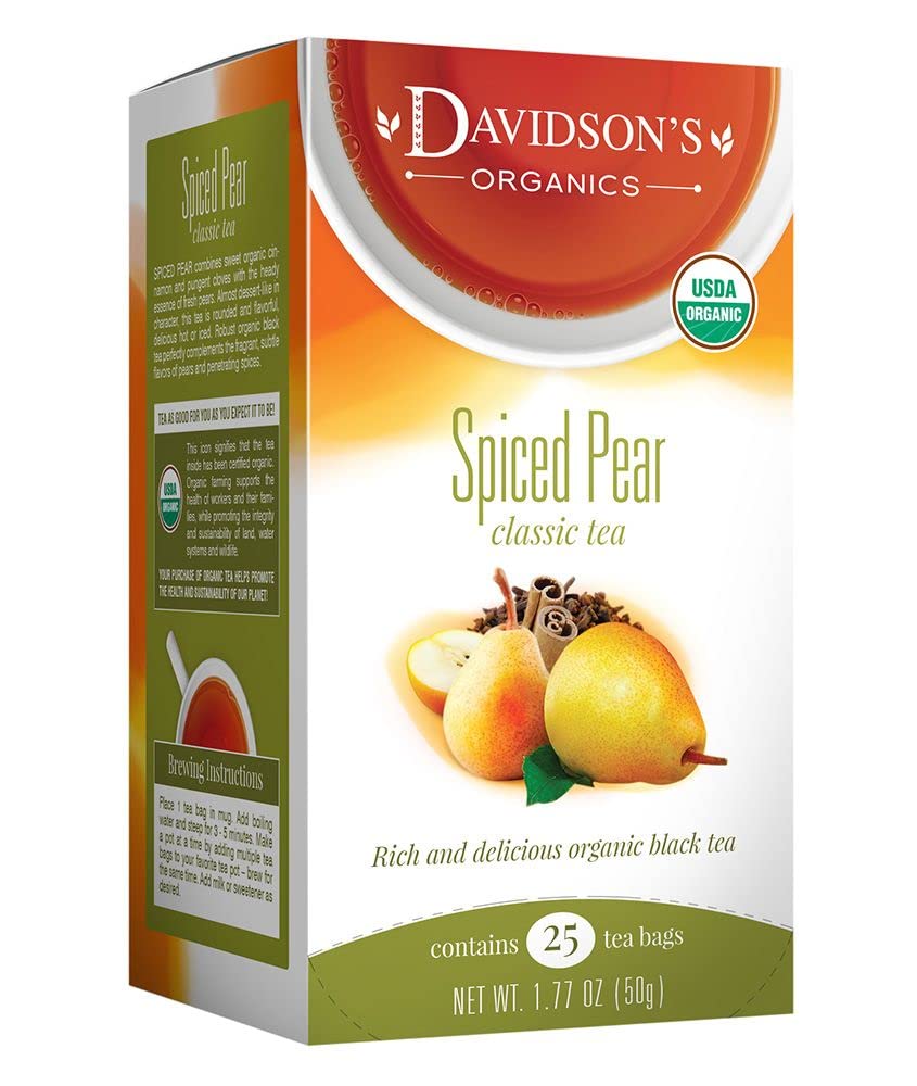 Davidson'S Organics, Spiced Pear, 25-Count Tea Bags, Pack Of 6