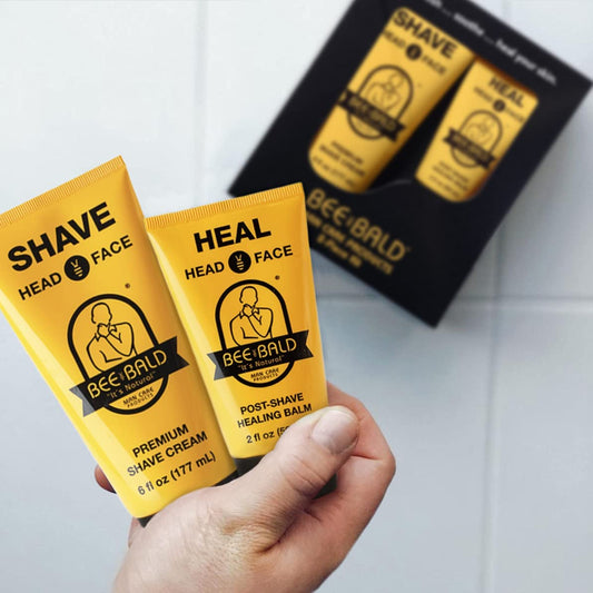 Bee Bald Premium Gift Set For Bald Men, Perfect To Combine With Head Shavers For Bald Men Gift - Includes Bald Head After Shave And Shaving Cream (2 Piece Kit)