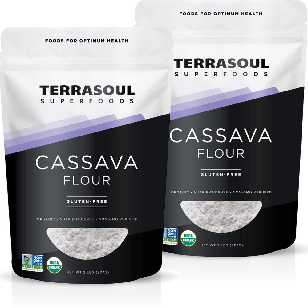 Terrasoul Superfoods Organic Cassava Flour, 4 Lbs (2 Pack) - Tested Gluten-Free | Smooth Texture | Wheat Flour Substitute