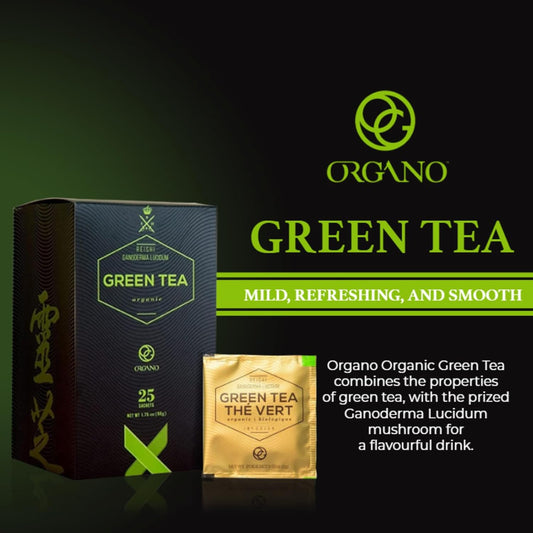 Organo Green Tea With Ganoderma Lucidum (1 Box Of 25 Sachets)