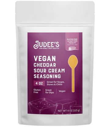 Judee'S Vegan Cheddar And Sour Cream Seasoning 4 Oz - Great For Salad Dressings And Dips - Add To Soups, Stews, Or Chilis - Sprinkle Over French Fries And Appetizers - Gluten-Free And Nut-Free