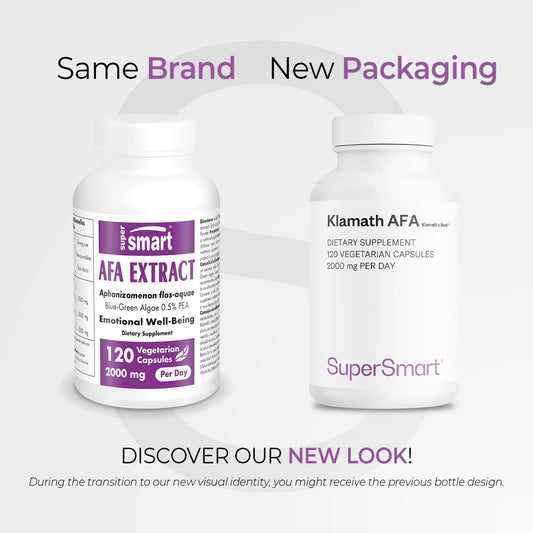 Supersmart - Afa Extract 1000 Mg Per Day (Patented) - Aphanizomenon Flos-Aquae - Blue-Green Algae Supplement | Non-Gmo & Gluten Free - 120 Vegetarian Capsules