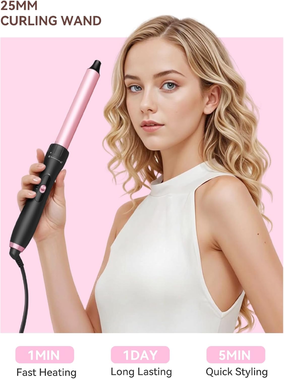 Landot 5-In-1 Curling Iron Wand Set: Hair Curler Set With Curling Thermal Brush 1-1/2 Inch And 4 Interchangeable Ceramic Curling Wand (0.35”-1.25”) - Instant Heat Up Long Lasting Curls : Beauty & Personal Care
