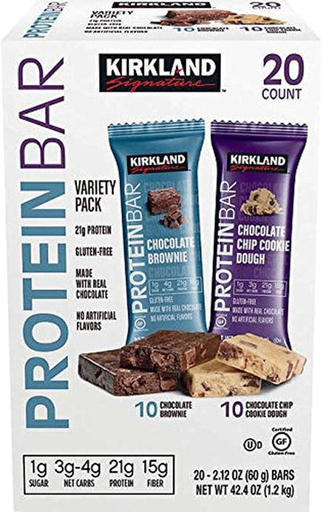 Kirkland Signature Protein Bar Energy Variety Pack, 20 Count