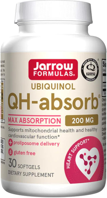 Jarrow Formulas Ubiquinol Qh-Absorb (Active Coenzyme Q10), 200Mg, High Strength, 60 Softgels, Lab Tested, Gluten Free, Soy Free, Gmo Free
